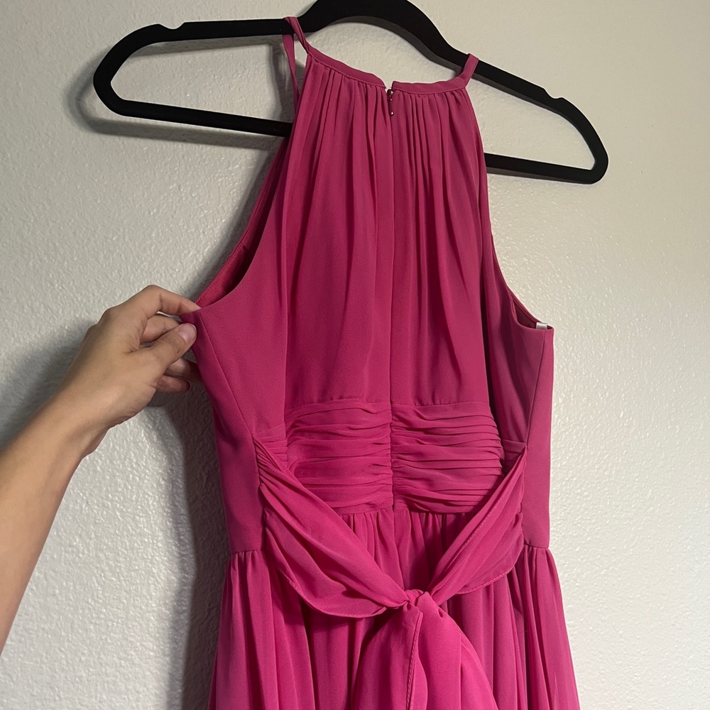 Monique Lhuillier Hot pink tie back maxi dress size 6